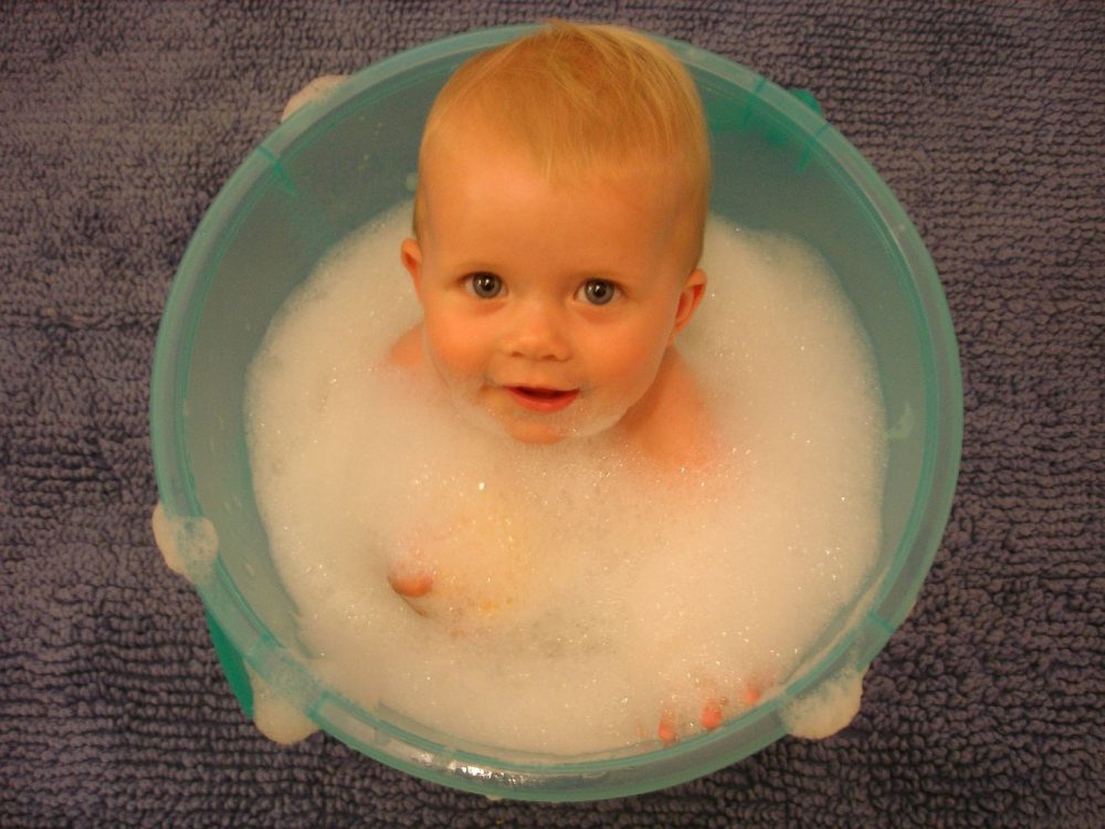 Happy Infant Cute Baby Human Bucket Bath